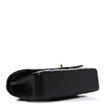 Lambskin Quilted Medium Double Flap Black