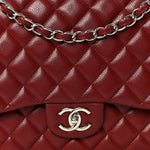 Caviar Quilted Maxi Double Flap Dark Red