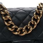 Shiny Sheepskin Quilted Mini Trapezio Flap Black
