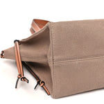 Canvas Calfskin Cushion Tote Taupe