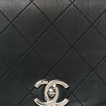 Calfskin Stitched Small Ring My Bag Flap Crossbody Bag Black