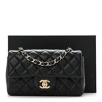 Lambskin Quilted Mini Rectangular Flap Black