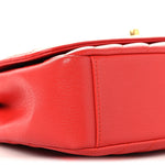 Shiny Goatskin Diagonal Quilted Small Flap Red