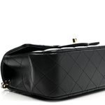 Lambskin Quilted Mini Top Handle Rectangular Flap Black