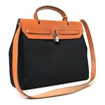 Toile Vache Calfskin Herbag 30 PM Black Natural