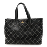 Calfskin Wild Stitch Large Tote Black