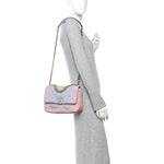 Denim Quilted Medium Chanel 19 Flap Blue Pink