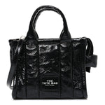 Shiny Crinkled Calfskin Mini The Tote Bag Black