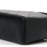 Goatskin Quilted Top Handle Slim Vanity With Chain Black