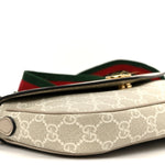 GG Supreme Monogram Textured Dollar Calfskin Web Mini Ophidia Envelope Shoulder Bag Beige Mystic White Oatmeal