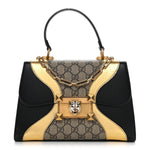 GG Supreme Monogram Small Osiride Top Handle Bag Black Gold