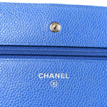 Caviar Quilted Wallet on Chain WOC Blue