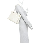 Caviar Quilted Grand Shopping Tote GST White