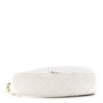 Mesh Shiny Lambskin Chain Hobo White