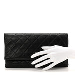 Lambskin Quilted CC Beauty Clutch Black