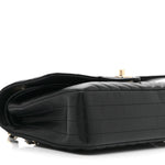 Lambskin Chevron Quilted Medium Double Flap Black