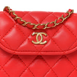 Lambskin Quilted Pearl Crush Waist Bag Red