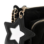 Velvet Effect Nylon Shiny Crumpled Calfskin Mini Quilted Chanel 25 Clutch With Chain Black