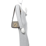 GG Supreme Monogram Textured Dollar Calfskin Blondie Chain Shoulder Flap Bag Beige Ebony New Acero
