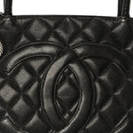 Caviar Quilted Medallion Tote Black