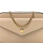 Calfskin GG Super Mini Debossed Chain Wallet Light Beige