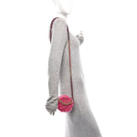 Shearling Sheepskin Chanel 19 Round Clutch With Chain Dark Pink