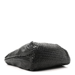 Grained Lambskin Intrecciato Large Shoulder Bag Black
