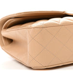 Caviar Quilted Medium Double Flap Beige