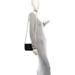Calfskin Quilted Maxi Pearl Wallet On Chain WOC Black