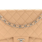 Caviar Quilted Jumbo Double Flap Beige Clair