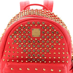 Grainy Lambskin Crystal Studded Small Stark Backpack Red