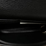 Pebbled Calfskin Rockstud Flap Wallet On Chain Black