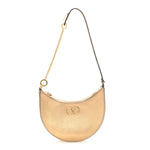 Metallic Grainy Calfskin Mini Vlogo Hobo Bag Gold