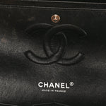 Shiny Crumpled Calfskin Quilted Medium Double Flap So Black