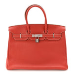Taurillon Clemence Eclat Birkin 35 Sanguine White