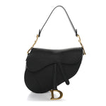 Grained Calfskin Saddle Bag Black