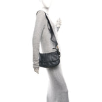 Shiny Nappa Calfskin Paseo Satchel Black