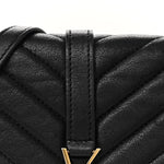 Sheepskin Matelasse Chevron Monogram College Chain Wallet Black