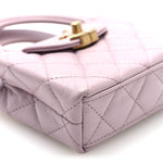 Shiny Aged Calfskin Quilted Mini Nano Kelly Shopper Light Pink