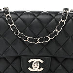 Lambskin Quilted Mini Square Flap Black