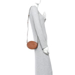Smooth Calfskin Cuir Small Triomphe Oval Crossbody Purse Tan