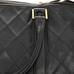 Calfskin Stitched Duffle Travel Bag Black