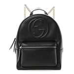 Pebbled Calfskin Soho Chain Backpack Black
