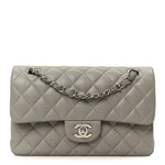 Lambskin Quilted Small Double Flap Grey