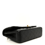 Lambskin Quilted Medium Double Flap Black