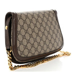GG Supreme Monogram Textured Dollar Calfskin Blondie Chain Shoulder Flap Bag Beige Ebony New Acero
