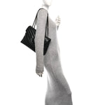 Calfskin Y Quilted Monogram Monochrome Medium Loulou Chain Satchel Black