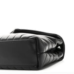 Calfskin Y Quilted Monogram Monochrome Small Loulou Chain Satchel Black