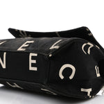 Canvas Quilted Letter Printed Flap Black