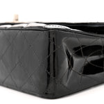 Patent Quilted Medium Double Flap Black